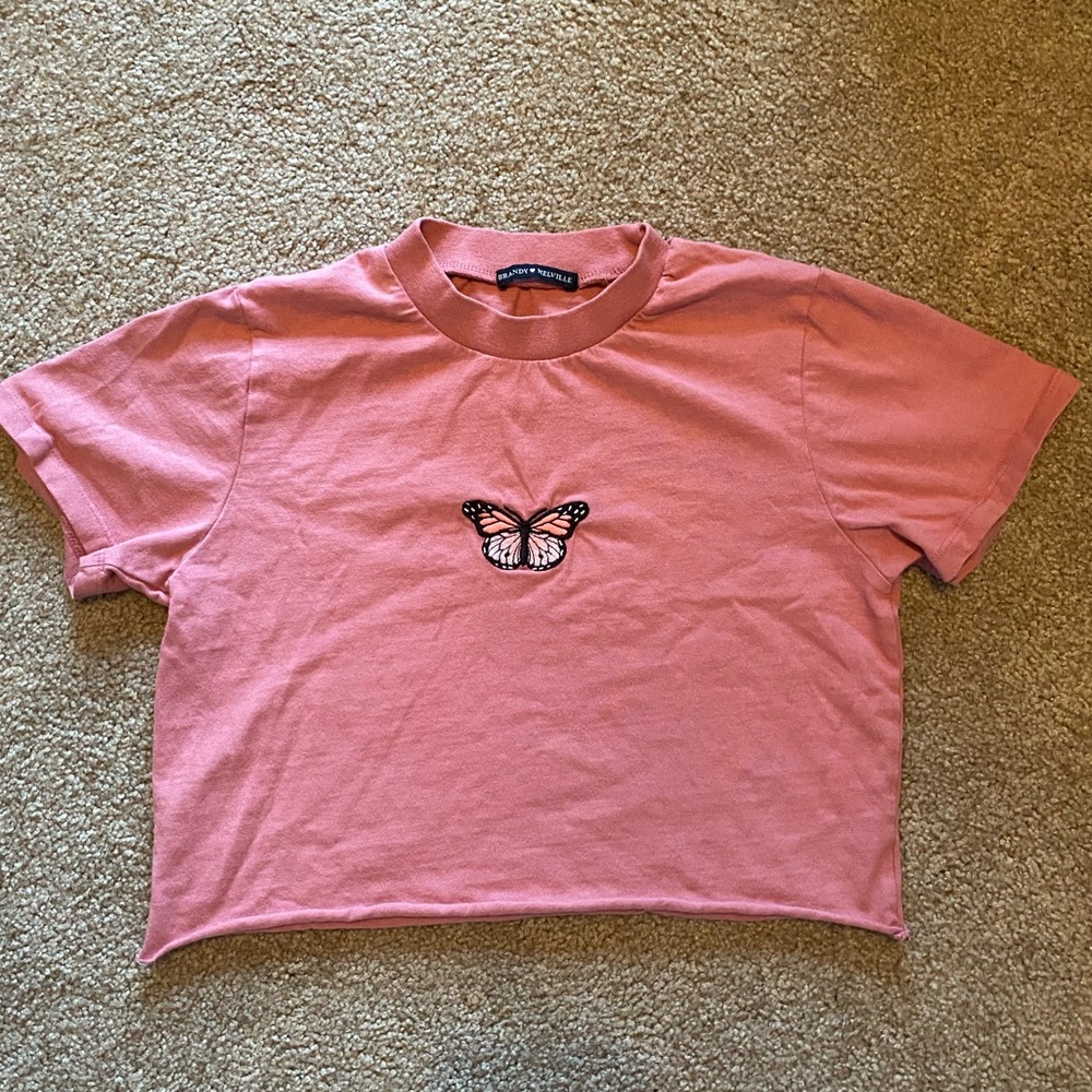 Brandy Melville Butterfly Cropped Tee